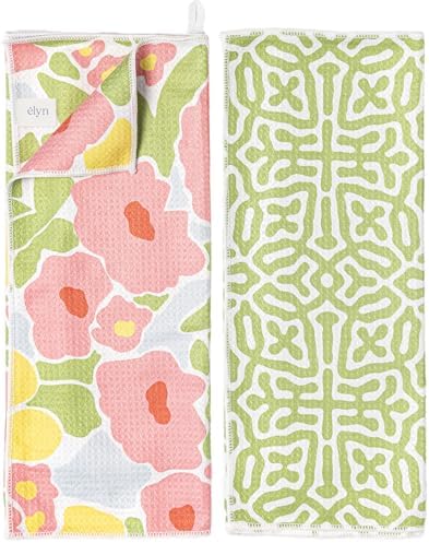 ELYN Microfiber Kitchen Dish Towel Set, Quick-Dry & Absorbent Waffle Weave by ELYN