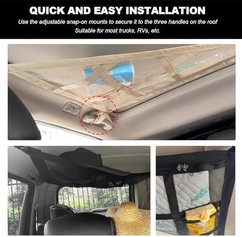 Car Ceiling Cargo Net, 35.4"×25.6" Triangle Double Layer Overhead Cargo Net - Image 6