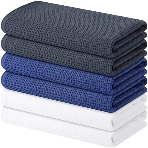 Homaxy 100% Cotton Waffle Weave Kitchen Towels, 6 Pack, Mixed Color by Homaxy