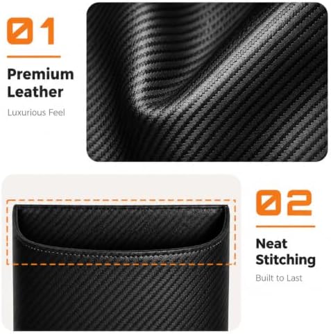 Leather Car Trash Can, Leakproof Car Garbage Can, Secure Hook & 60 Liners - Image 7