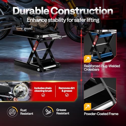 VIVOHOME 1100 LBS Motorcycle Lift Scissor Jack, Wide Deck Hoist Stand - Image 6