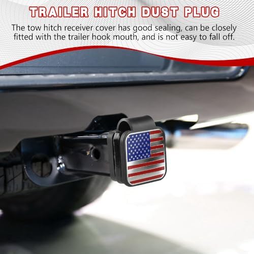 Universal Flag Tow Hitch Covers, Receiver Tube Hitch Plug, American Flag Rubber - Image 3