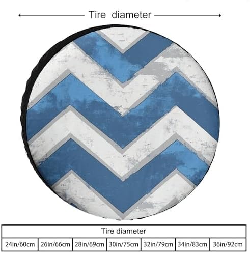 Camping Spare Tire Cover Blue and White Chevron Protectors Weatherproof - Image 2