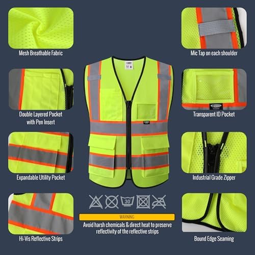 JKSafety Safety Vest for men women Hi Vis Vest - Image 2