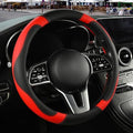 Black Red Microfiber Leather Steering Wheel Cover 14 inch by Binsheo