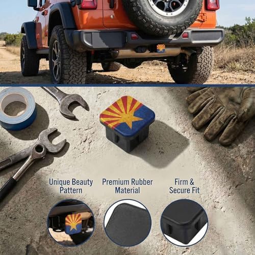 2 Inch Retro Arizona State Flag Trailer Hitch Cover Rubber Receiver Tube Plug - Image 3