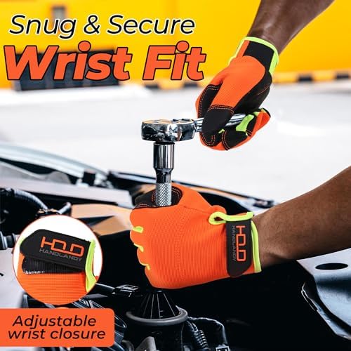 HANDLANDY Work Gloves for Men & Women, Utility Mechanic Working Gloves Touch - Image 5