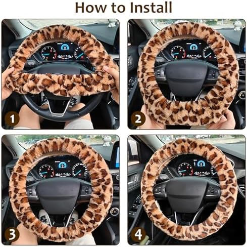 Accmor Fuzzy Car Steering Wheel Cover, Universal Fit Fur Auto Wheel Cover & - Image 6