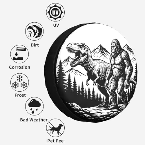Dinosaur Forest Spare Tire Cover SUV Trailer Truck RV 17 Inch - Image 6