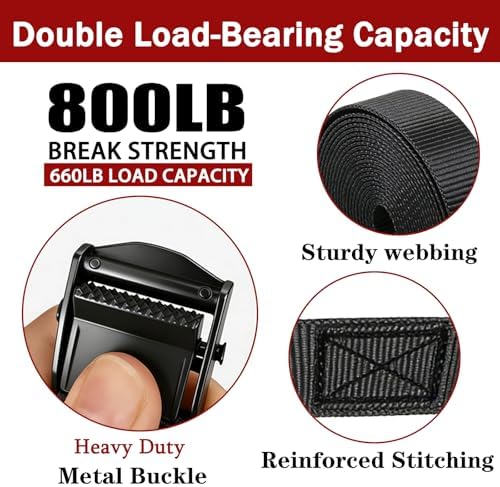 Lashing Straps with Buckles, 1 Inch × 6.7 Feet, Cargo Tie-Down Strap - Image 3