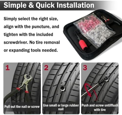 62 Pcs Tire Plug Kit Screw Type Tubeless Puncture Repair Tool - Image 4