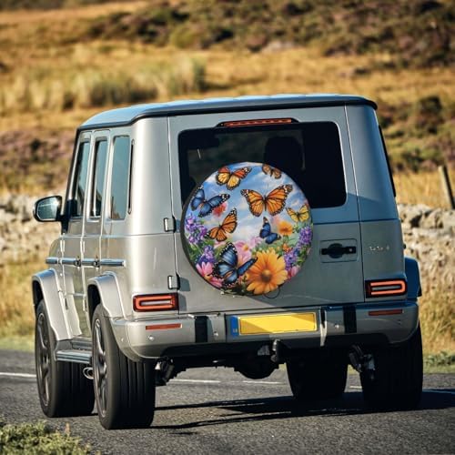 Spare Tire Cover for RV Camper, Butterfly Flower Tire Cover Protectors - Image 7