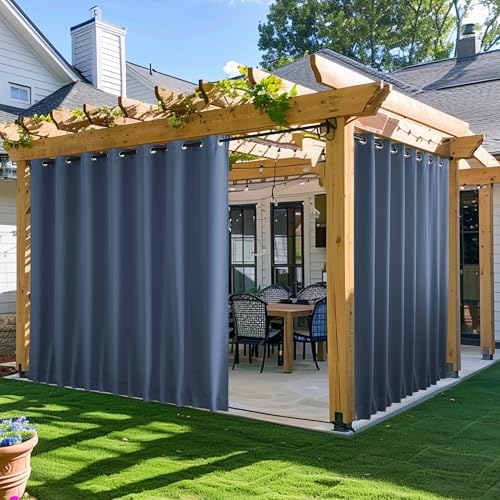 NICETOWN Gazebo Curtains Outdoor Waterproof W100 x L84 in Stone Blue by NICETOWN
