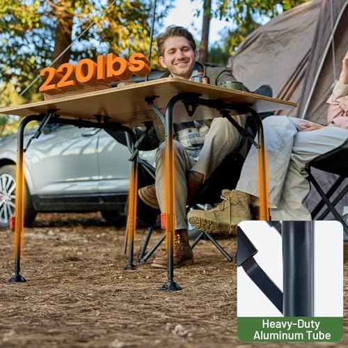 TIMBER RIDGE Bamboo Folding Camping Table, Portable RV Picnic Table - Image 3