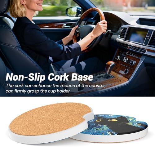 Car Cup Holder Ceramic Coasters 2 Pack, 2.56 in Anti Slip Absorbent Coaster - Image 6