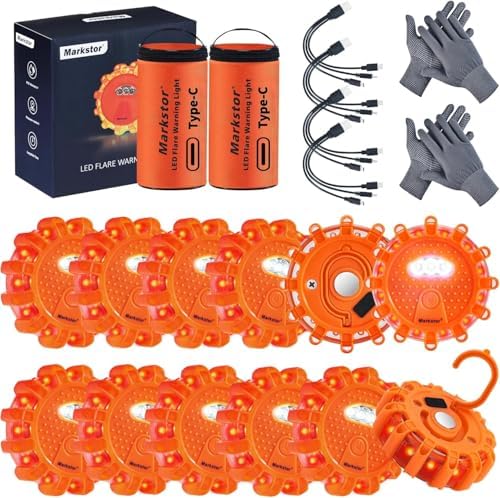 12Pack LED Road Flares, Rechargeable Emergency Safety Kit by Markstor