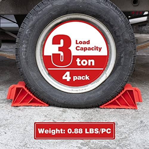 Wheel Chocks, for RV Trailer Camper Truck, Heavy Duty ABS 4 Pack Red - Image 4