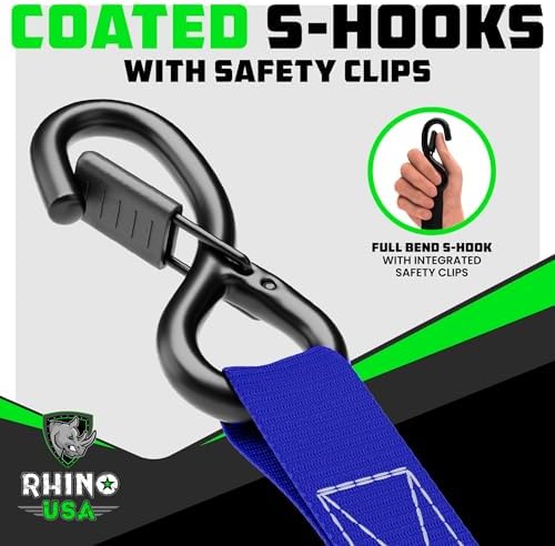 Rhino USA Ratchet Straps Tie Downs - 1in x 15ft - Image 5