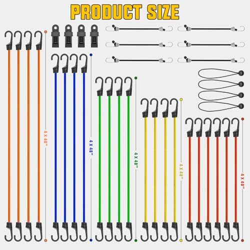 Nilight Ultimate Heavy Duty Outdoor Bungee Cord Assortment | Includes 36 Pcs - Image 2
