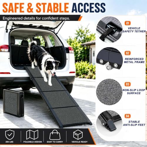 Dog Ramp for Car, 71 x 20 in Folding Pet Ramp for Large Dogs, 250 lbs - Image 6