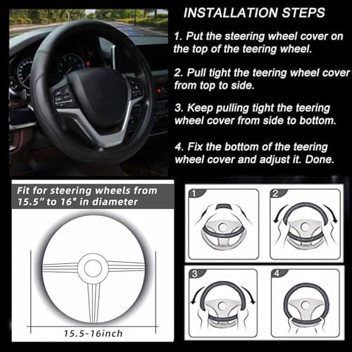 Valleycomfy Microfiber Leather Steering Wheel Cover Large-Size - Image 5