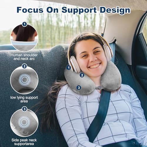 GDEOUP Travel Pillow 100% Pure Comfortable U Shape Memory Foam Pillows Neck and - Image 3