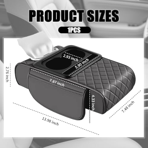 5-in-1 Car Center Console Cover, Leather Car Armrest Cover - Image 2