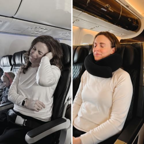 FlyHugz® Neck Travel Pillow Memory Foam Neck Pillow, Midnight Black - Image 5