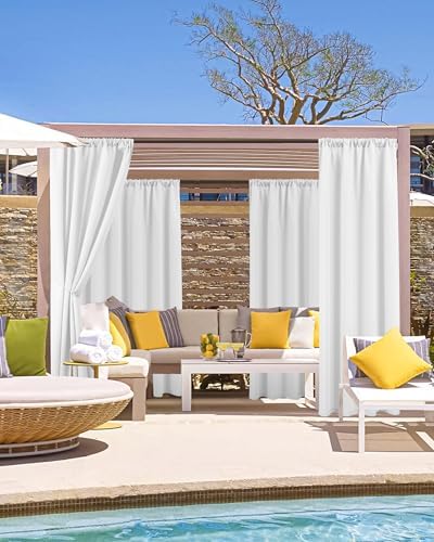 Outdoor Curtains for Patio Waterproof Rod Pocket 4 Pcs 54x84 Inch White - Image 2