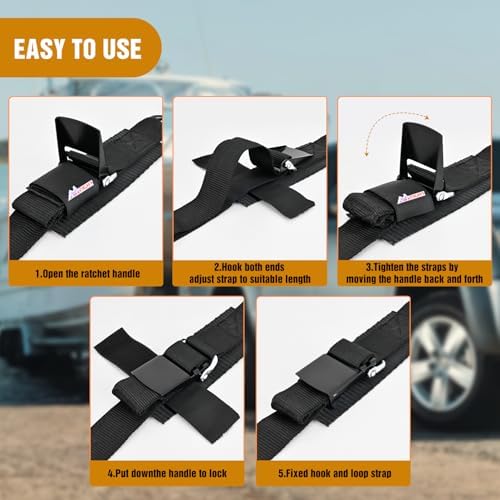 Nilight Tie Down Kits 2 PCS 2" x 48" Adjustable Boat Trailer Straps - Image 6