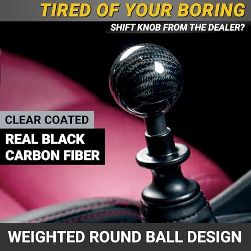 JDM Style Carbon Fiber Weighted Ball Shift Knob, Gear Stick Shifter - Image 2