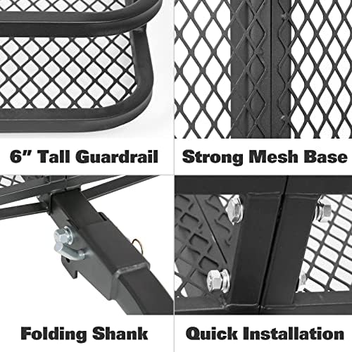 WEIZE Folding Hitch Mount Cargo Carrier Basket 60" X 20" X 6"+ Waterproof Cargo - Image 4
