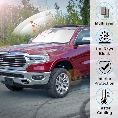 Windshield Sun Shade for 2019-2026 Dodge RAM 1500 Accessories - Image 2