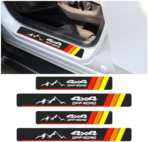 4PCS Tri-Color Door Sill Protectors, Carbon Fiber Door Threshold Protection by KITUREK