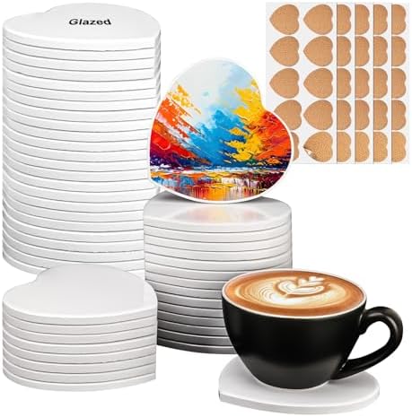 40 Pack 4.25 Inch Heart Sublimation Ceramic Tiles by IHDYPPEW