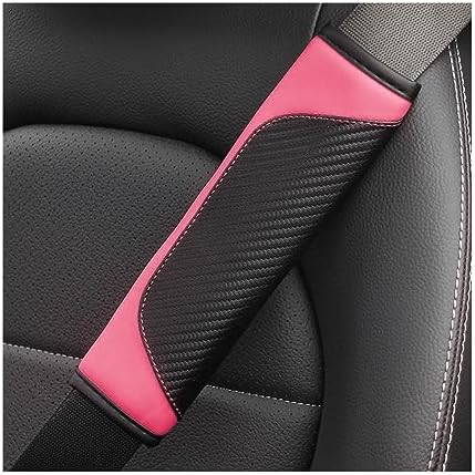 AUCELI 2PCS Carbon Fiber Car Seat Belt Cover, Breathable Leather by AUCELI