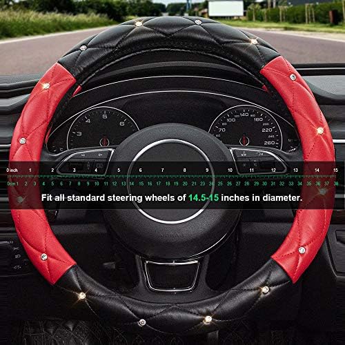 Black Red Steering Wheel Cover, Universal Car Steering Wheel Protector - Image 5