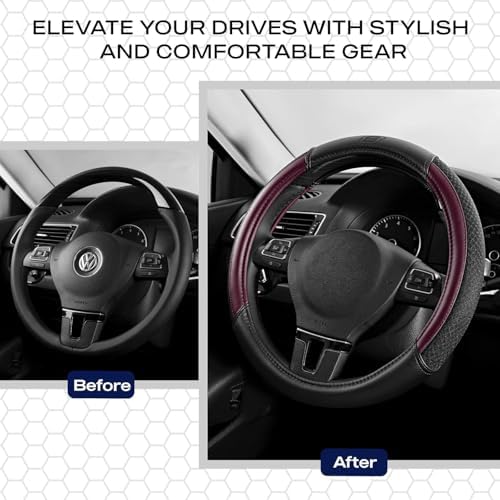 Skechers Air-Cooled Steering Wheel Cover, Leather Car Steering Wheel Cover - Image 6