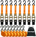 8 Pack Ratchet Strap 1 inch 15 Ft - by GreenGiggle
