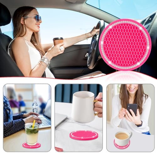 COCASES Car Coasters, 4 Pack Universal Vehicle Bling Car Coaster, Rhinestone - Image 6