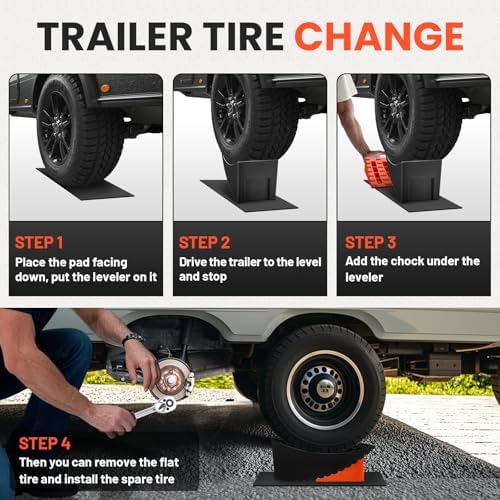 ROBLOCK Tandem Trailer Tire Change Ramp, Tire Lifts Up to 6.3", Raised Tire - Image 4