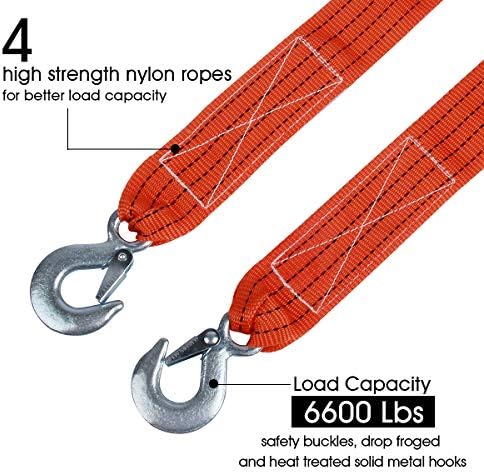 Tow Strap with Hooks 2in X20Ft Recovery Strap 10, 000LB Break Strengthened - Image 2