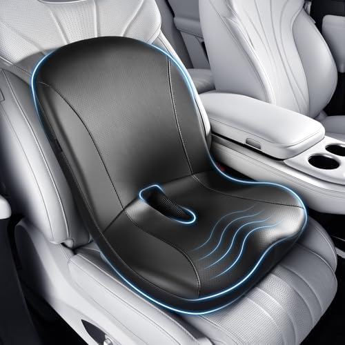 Coverado Car Seat Cushion and Lumbar Support Pillow One Piece, Napa Leather by COVERADOAUTO