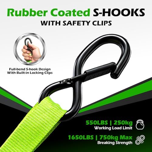 Retractable Ratchet Straps 4-Pack, 1” x 10ft Heavy Duty Straps - Image 4