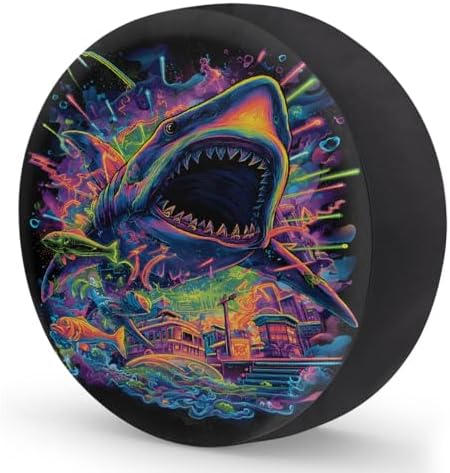 Colorful Shark Spare Tire Cover Dust-Proof Wheel Protector - Image 2