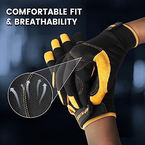 Work Gloves for Men, Performance Fit, Touch Screen, Abrasion Resistant - Image 5