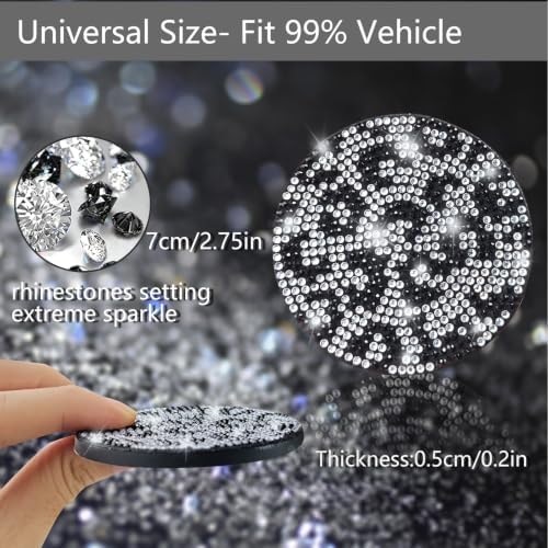 NBTEPEM 2pcs Bling Leopard Car Coasters, Non-Slip Cheetah Car Cup Holder Insert - Image 2