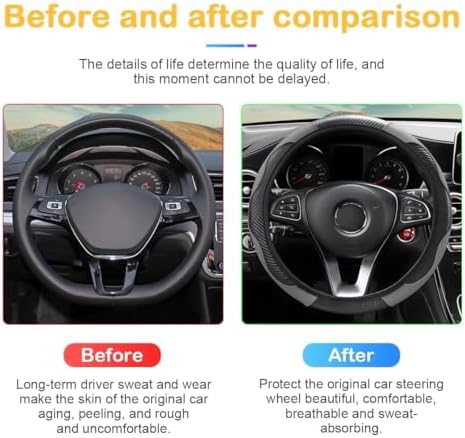 Osilly 15 Inch Carbon Fiber PU Leather Steering Wheel Cover - Image 3
