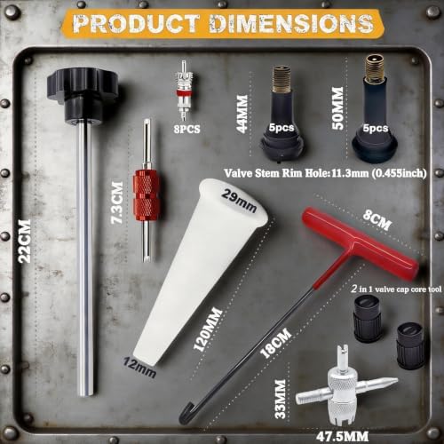Tire Valve Stem & Core Removal Replacement Installation Tool Kit - Image 6