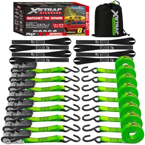 XSTRAP STANDARD 8 PK Ratchet Straps 1"x14ft Tie Down by XSTRAPSTANDARD